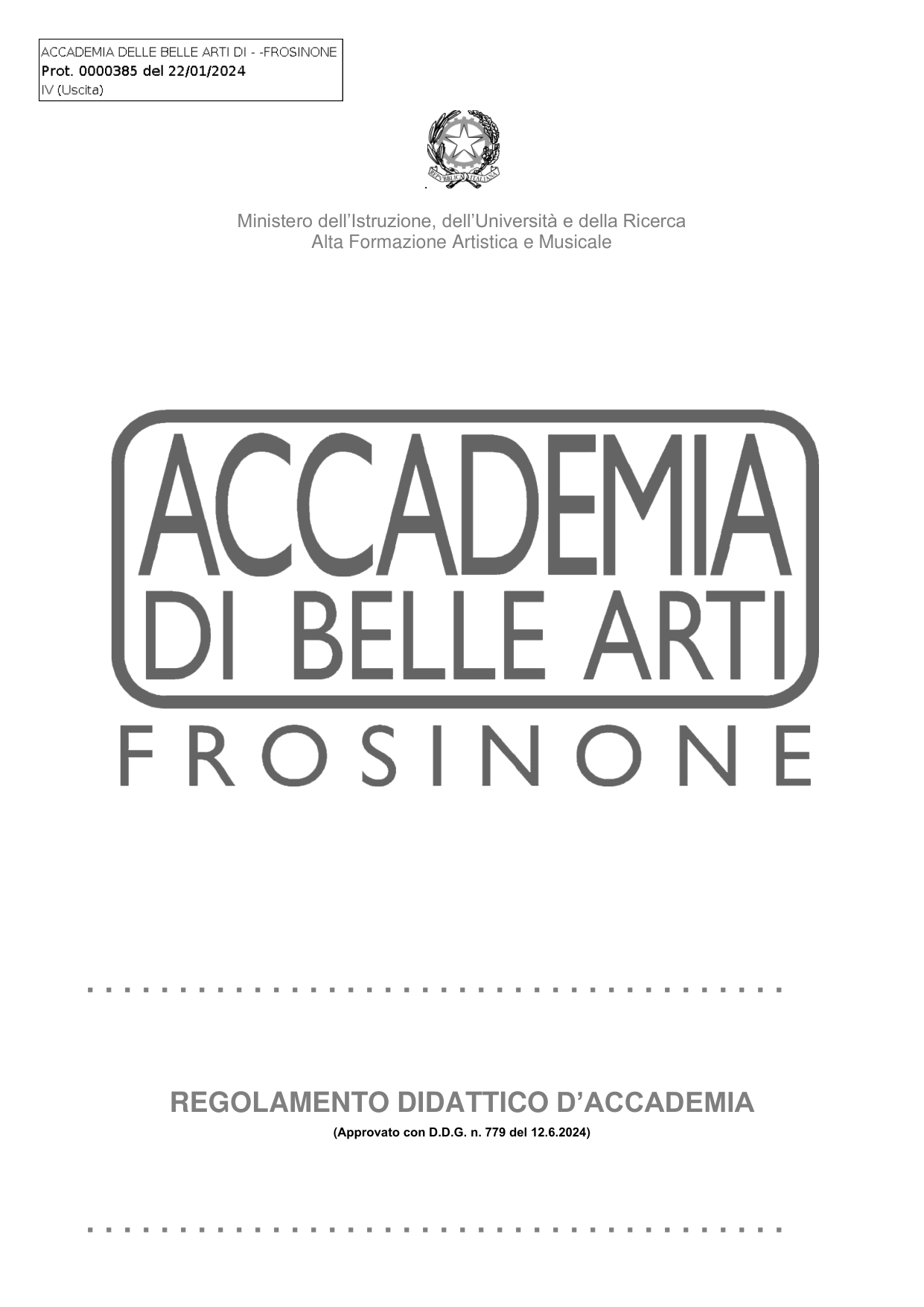 Anteprima di Regolamento Didattico 2024