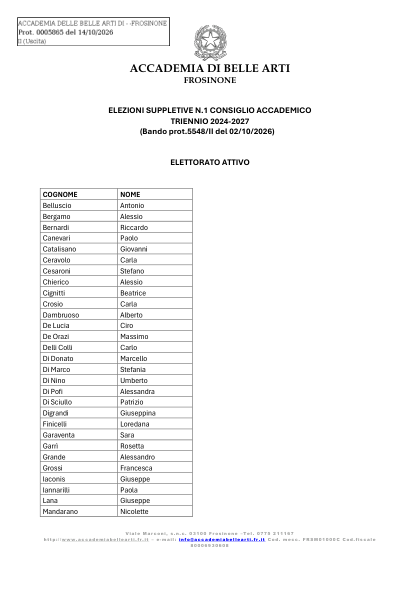 Anteprima di timbro_elettorato attivo per elezioni suppletive 1 candidato Consiglio accademico