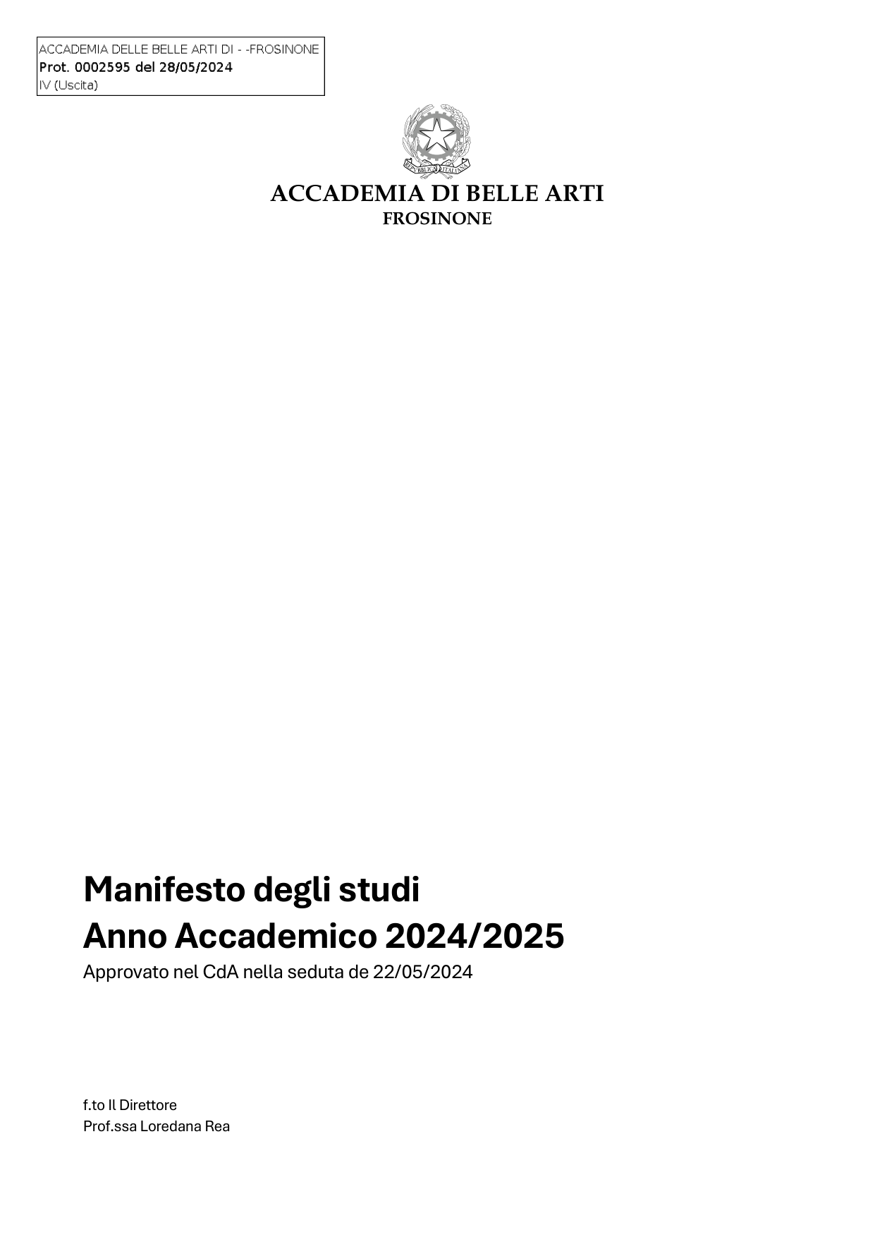 Anteprima di Manifesto Degli Studi 2024/25