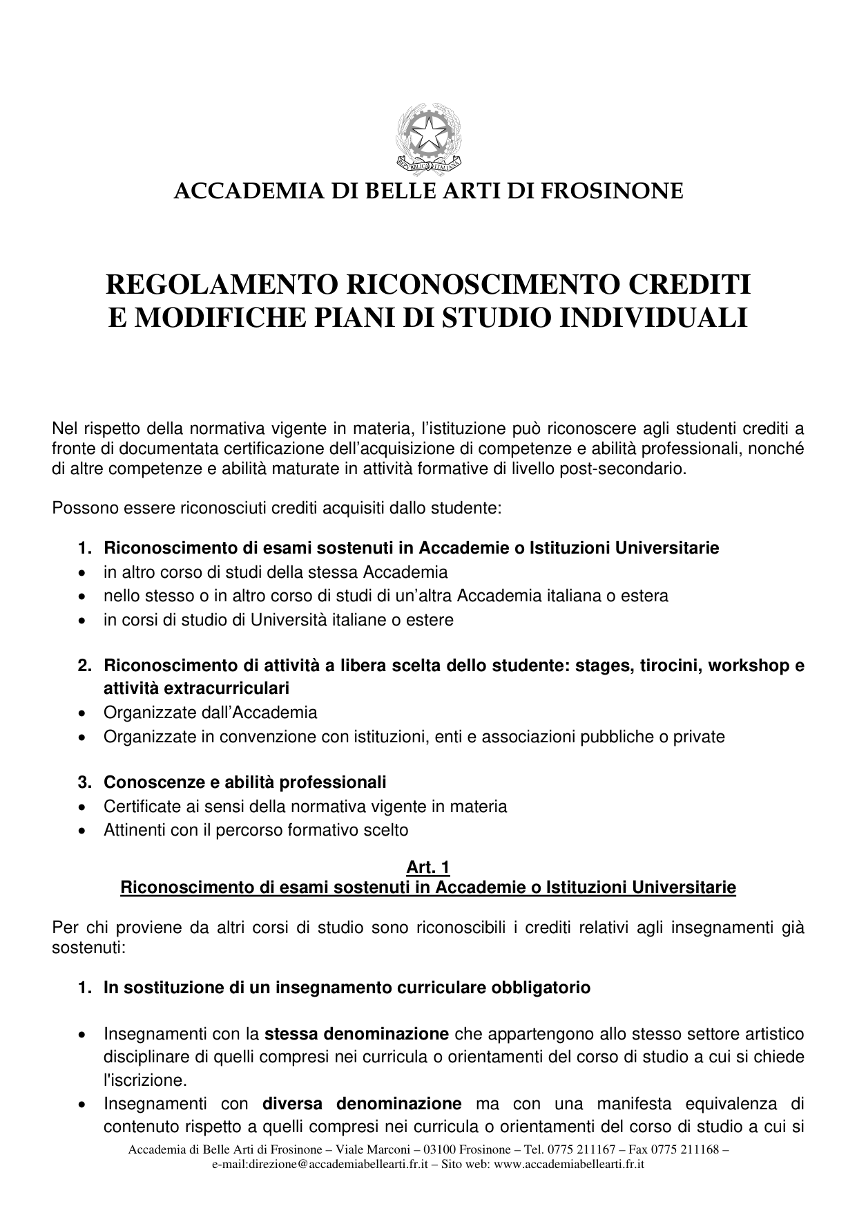 Anteprima di Riconoscimento Crediti E Piani Di Studio