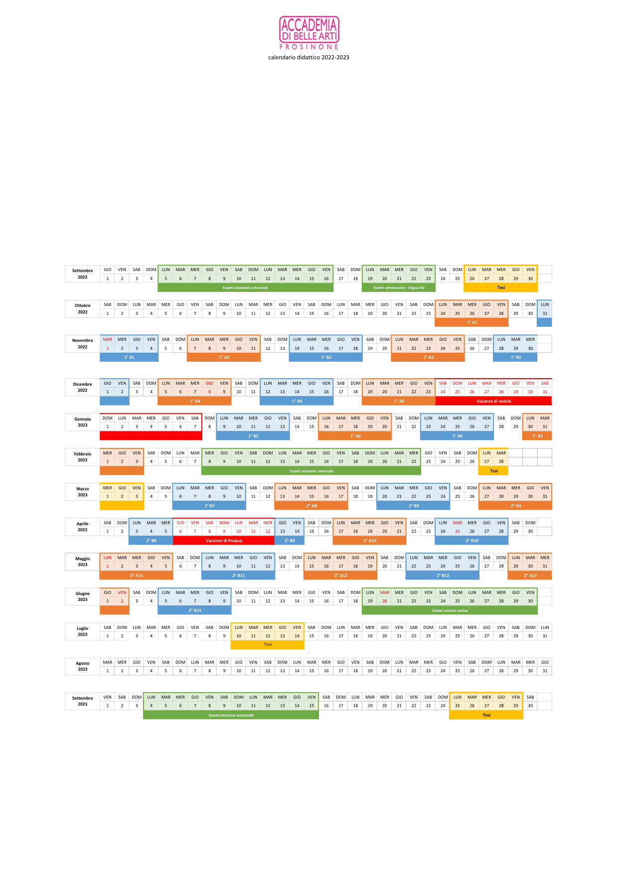 Anteprima di Calendario Didattico 2022/23