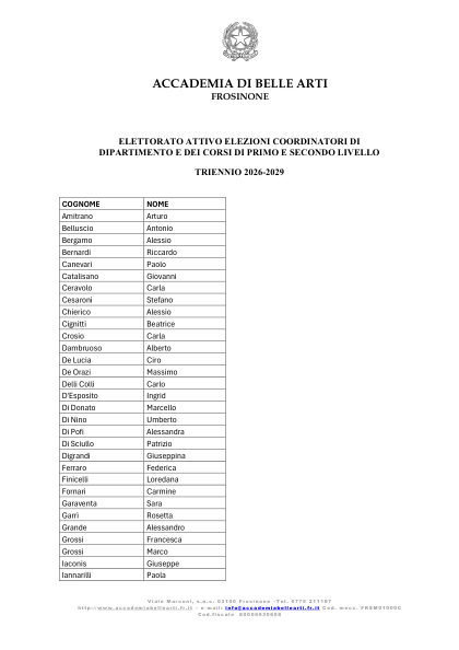 Anteprima di ERRATA CORRIGE ELENCO  ELETTORATO ATTIVO ELEZIONI COORDINATORI DIPARTIMENTI E CORSI 2026_2029
