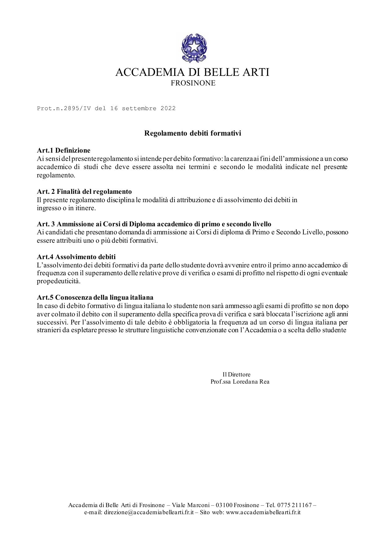 Anteprima di Regolamento Debiti Formativi