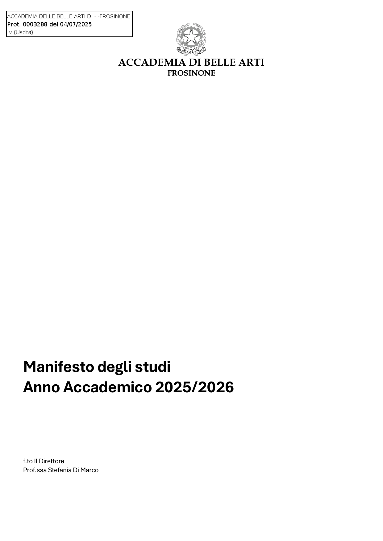 Anteprima di Manifesto Degli Studi A A 2025 26