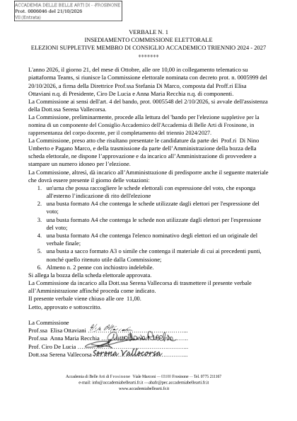 Anteprima di timbro_verbale n.1 commissione elettorale elezioni suppletive CA 2024-2027