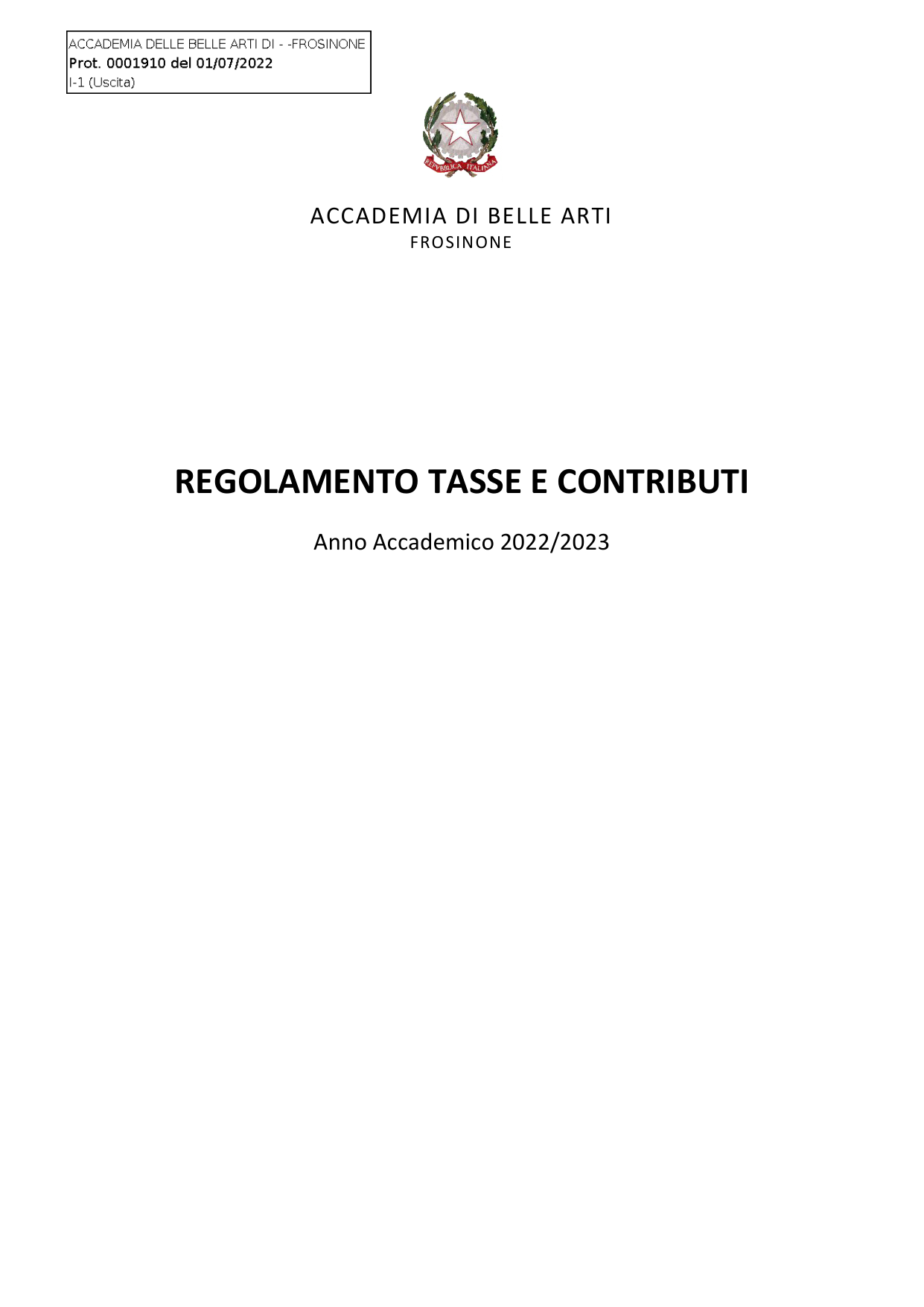 Anteprima di Regolamento Tasse E Contributi 2022/23