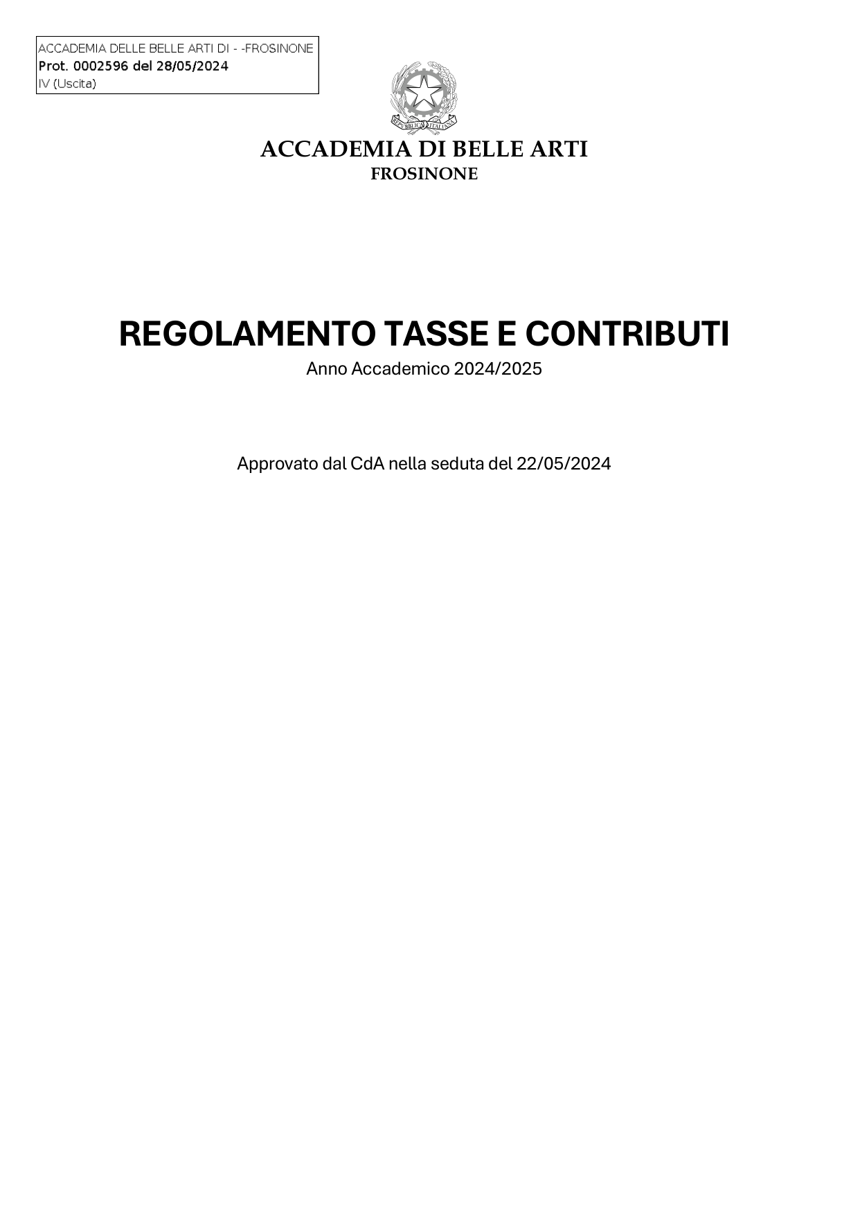 Anteprima di Regolamento Tasse E Contributi 2024/25