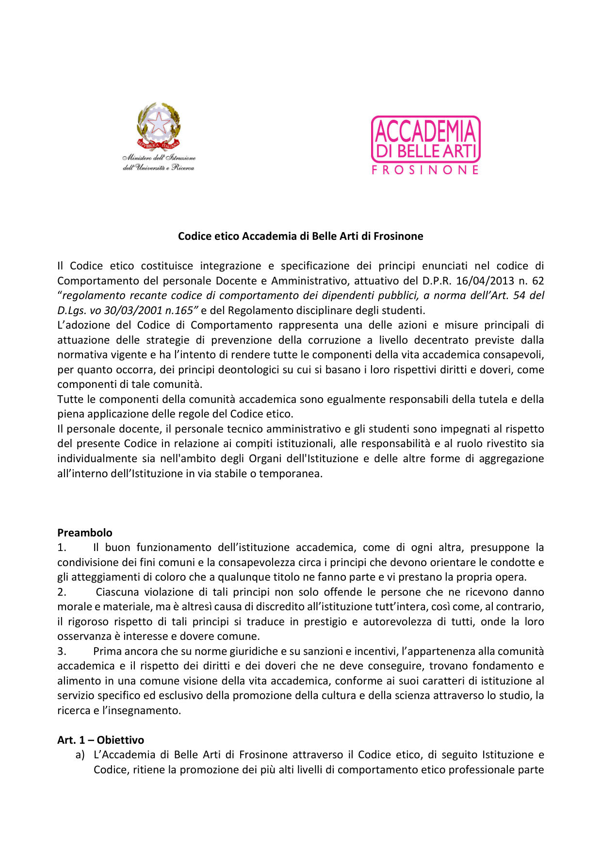 Anteprima di Codice Etico